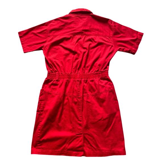 Womens/Teen Red Denim Utility Dress Size Medium Cotton Vintage California Style - Picture 2 of 7